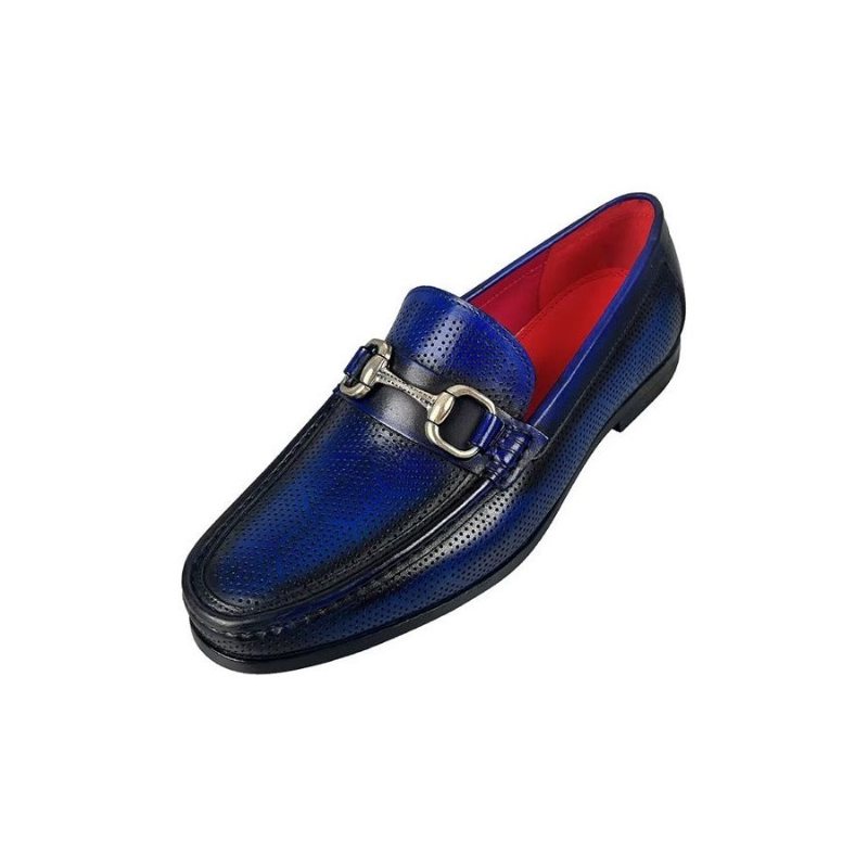 Loafers Herre Elegante Slip On I Ekte Skinn - Blå