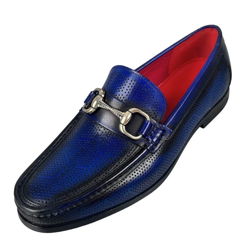 Loafers Herre Elegante Slip On I Ekte Skinn - Blå