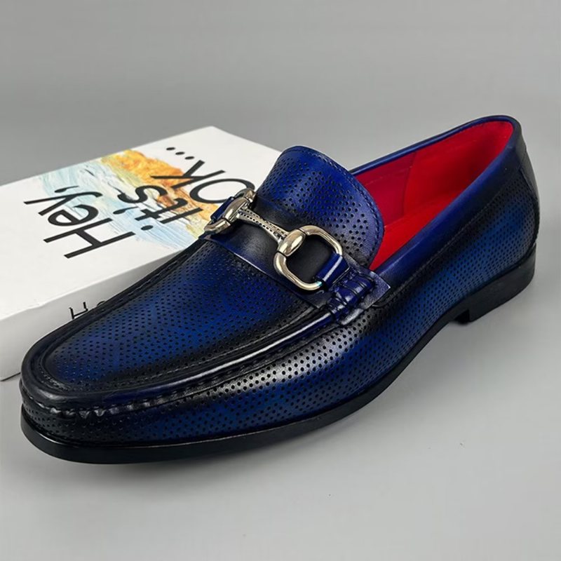 Loafers Herre Elegante Slip On I Ekte Skinn - Blå