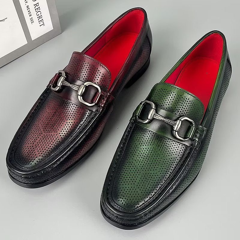 Loafers Herre Elegante Slip On I Ekte Skinn - Grønn