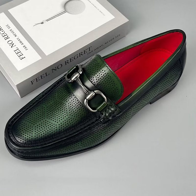 Loafers Herre Elegante Slip On I Ekte Skinn - Grønn