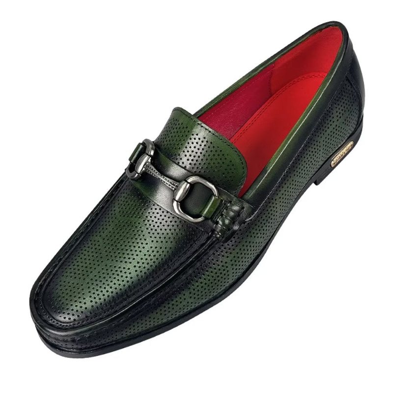 Loafers Herre Elegante Slip On I Ekte Skinn - Grønn