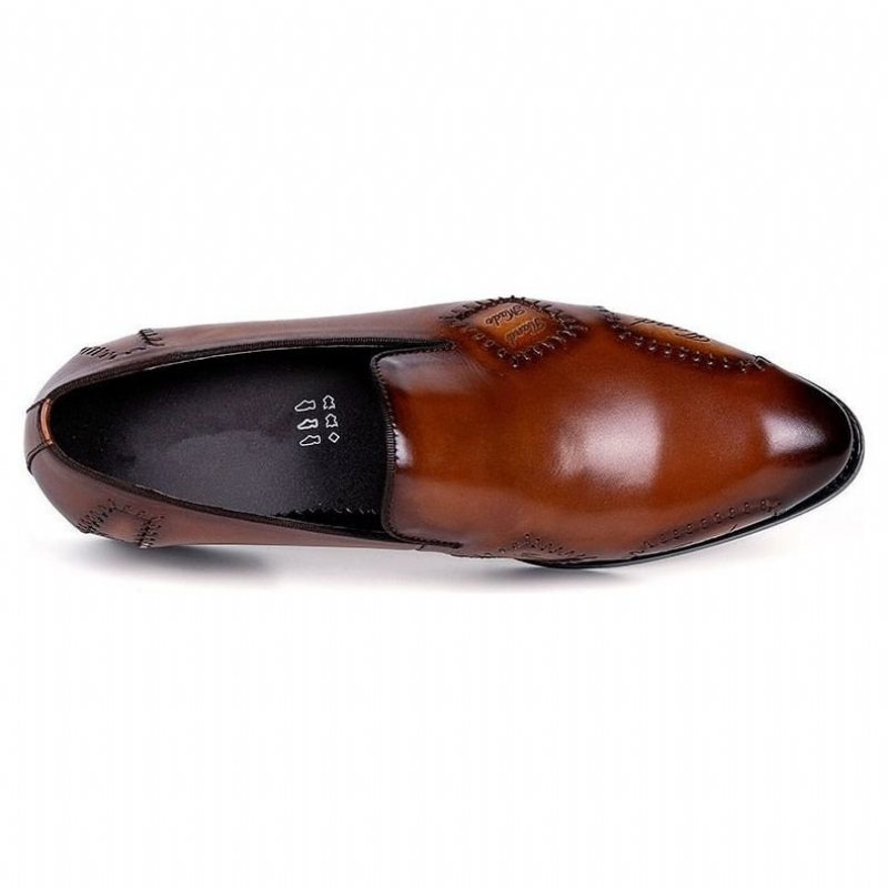 Loafers Herre Exotic Boss Leather Slip-on Brogue - Kaffe