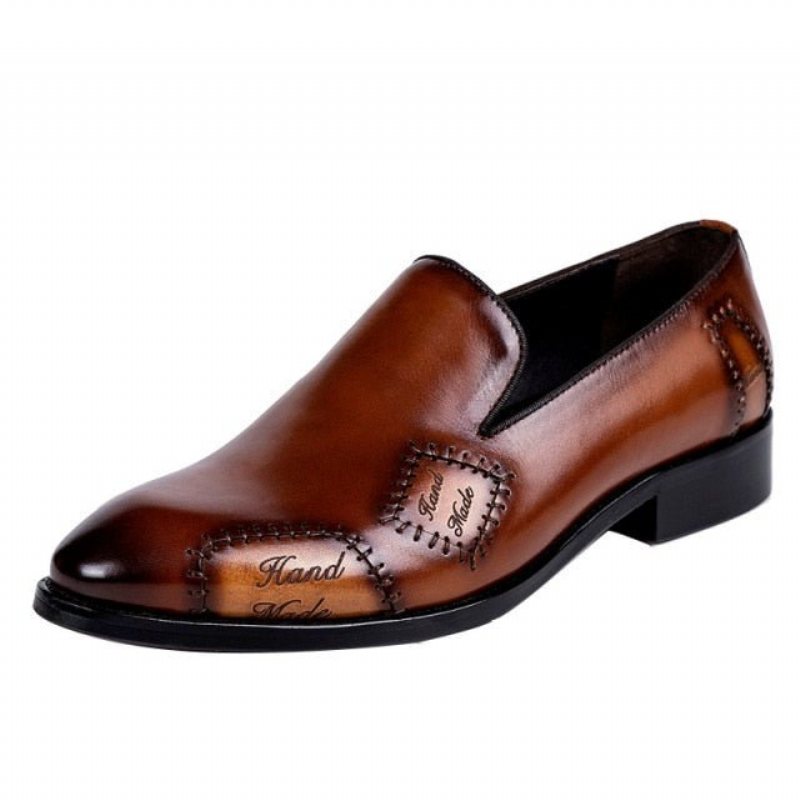 Loafers Herre Exotic Boss Leather Slip-on Brogue - Kaffe