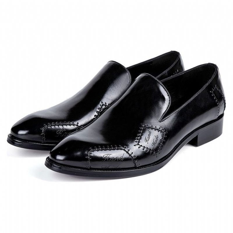 Loafers Herre Exotic Boss Leather Slip-on Brogue - Svart