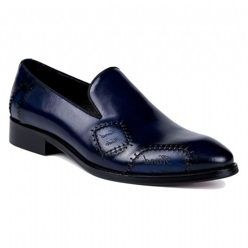 Loafers Herre Exotic Boss Leather Slip-on Brogue - Blå