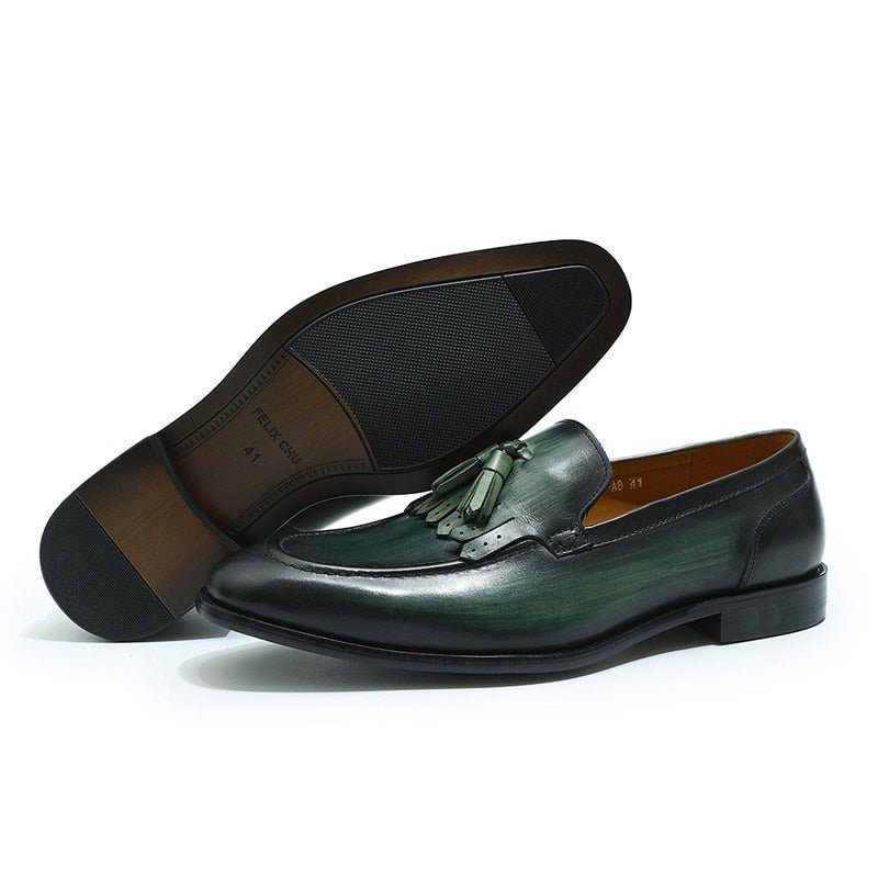 Loafers Herre Exotic Elegance Pustende Leather Slip-on - Grønn