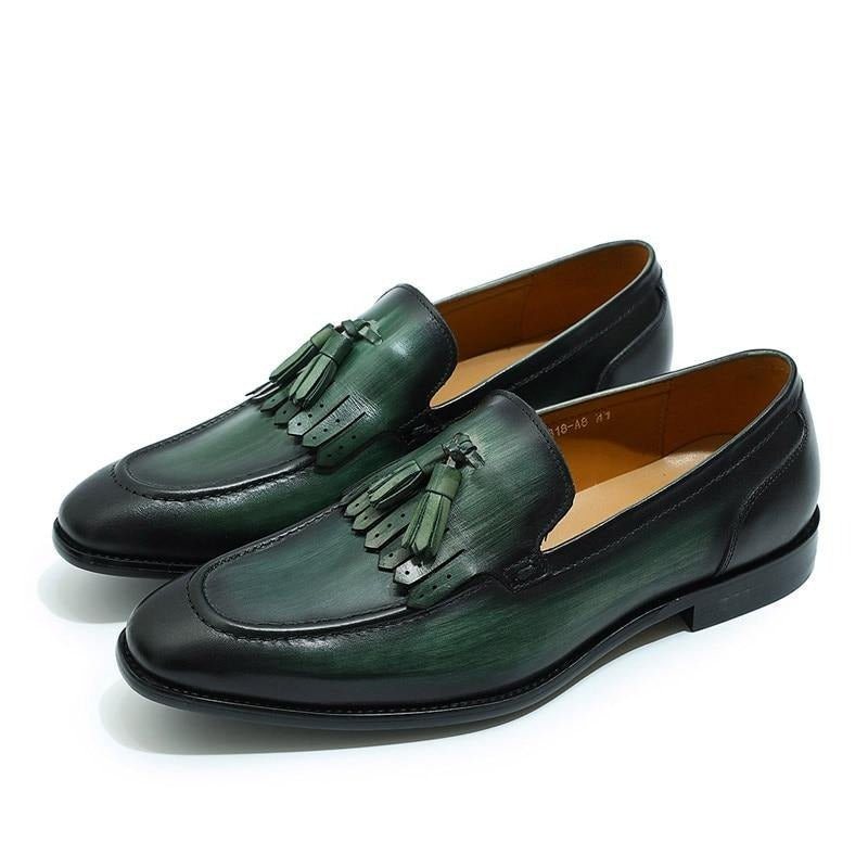 Loafers Herre Exotic Elegance Pustende Leather Slip-on - Grønn