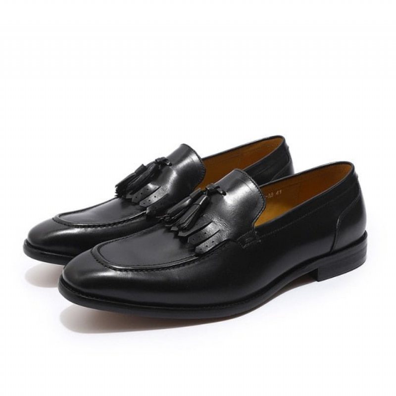 Loafers Herre Exotic Elegance Pustende Leather Slip-on - Svart