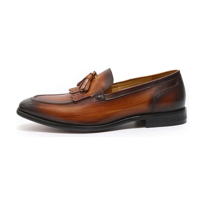 Loafers Herre Exotic Elegance Pustende Leather Slip-on - Kaffe