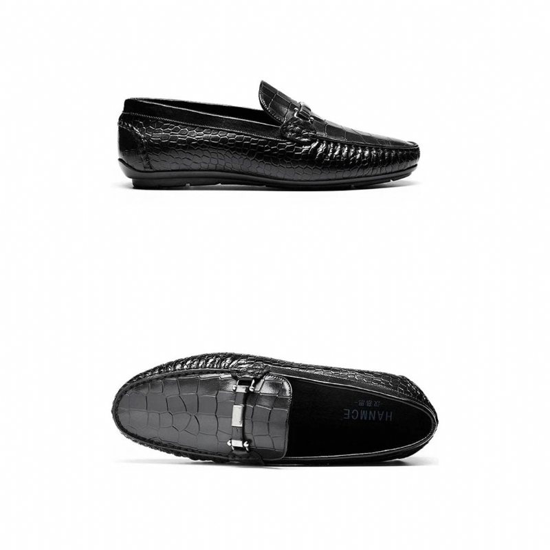 Loafers Herre Exotic Texture Slip-on - Svart