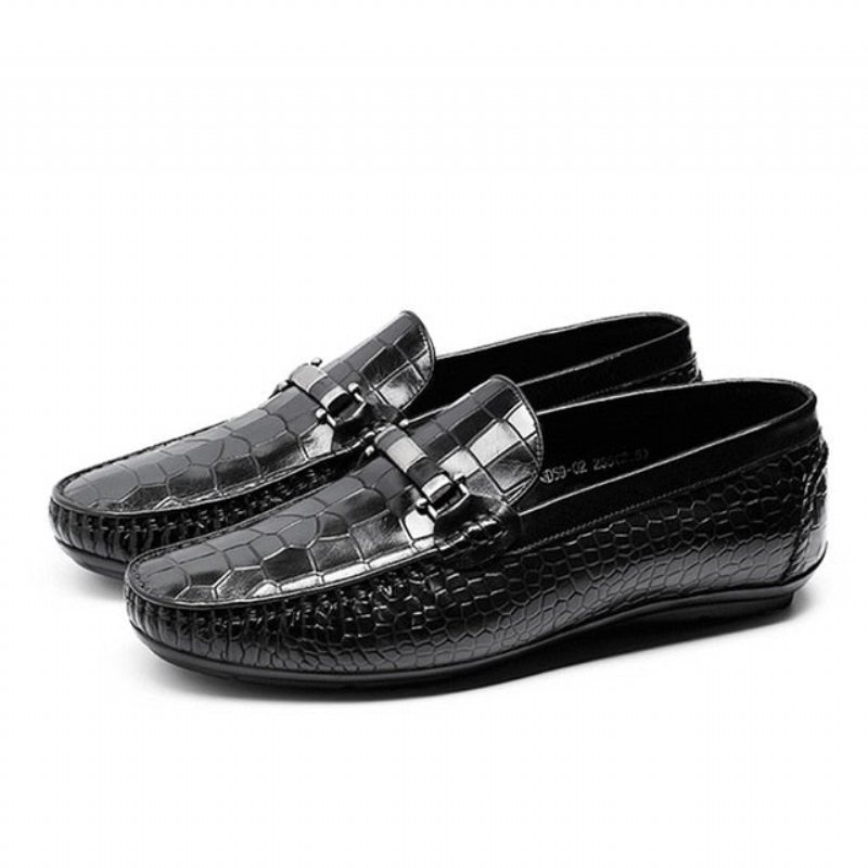 Loafers Herre Exotic Texture Slip-on - Svart