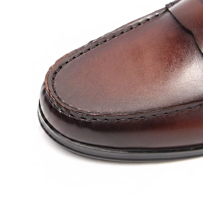 Loafers Herre I Ekte Skinn Krokodillemønster Slip-on - Brun