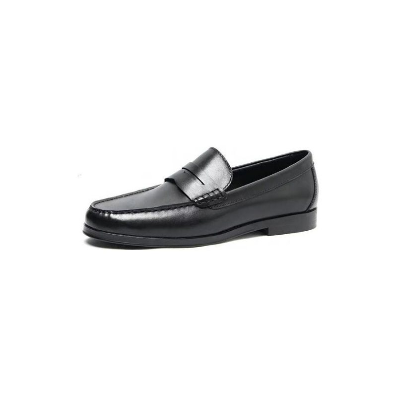 Loafers Herre I Ekte Skinn Krokodillemønster Slip-on - Sort