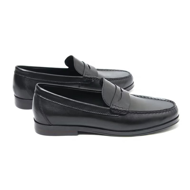 Loafers Herre I Ekte Skinn Krokodillemønster Slip-on - Sort