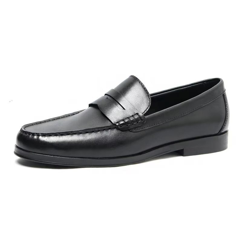 Loafers Herre I Ekte Skinn Krokodillemønster Slip-on - Sort