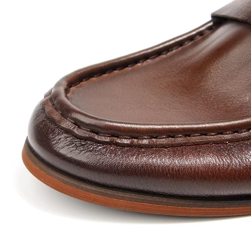 Loafers Herre I Ekte Skinn Krokodillemønster Slip-on - Brun