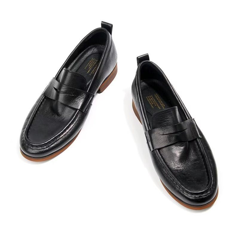 Loafers Herre I Ekte Skinn Krokodillemønster Slip-on - Sort