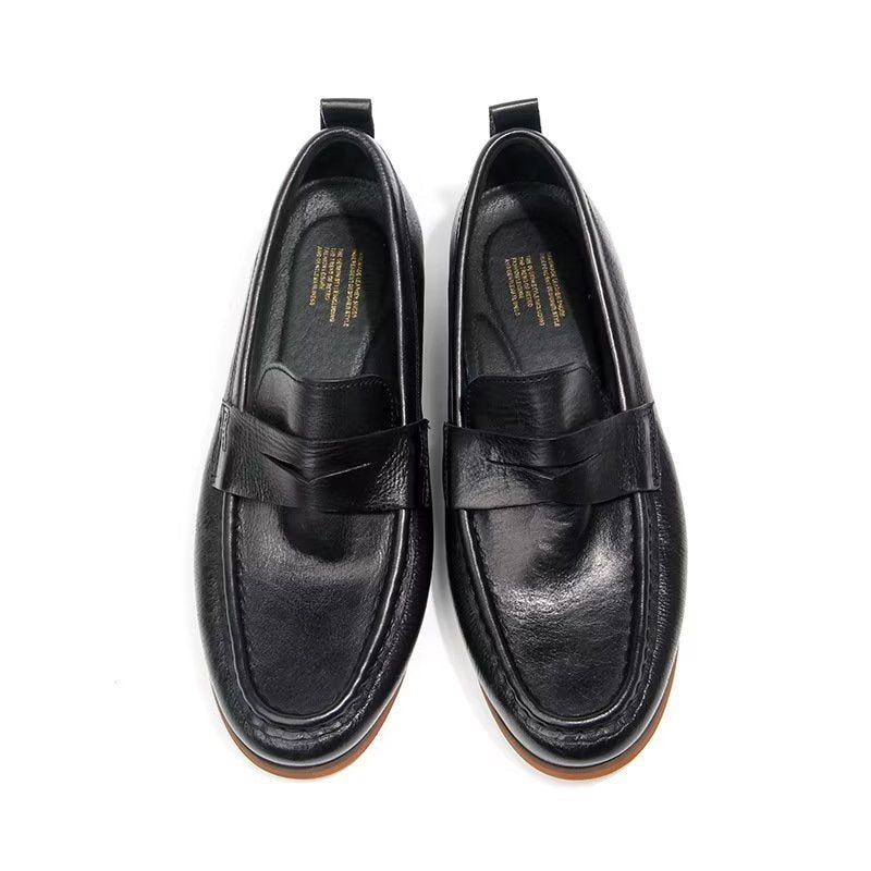 Loafers Herre I Ekte Skinn Krokodillemønster Slip-on - Sort