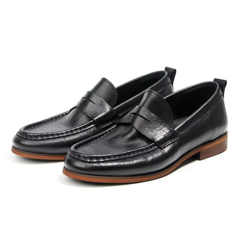 Loafers Herre I Ekte Skinn Krokodillemønster Slip-on - Sort