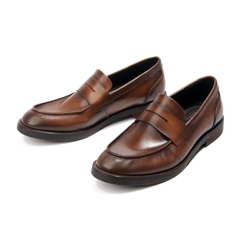 Loafers Herre I Ekte Skinn Krokodillemønster Slip-on - Brun