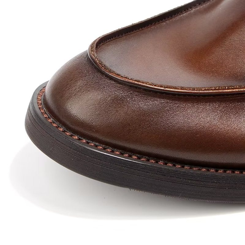 Loafers Herre I Ekte Skinn Krokodillemønster Slip-on - Brun