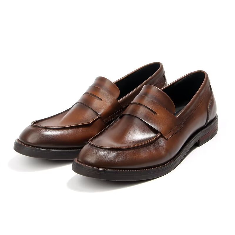 Loafers Herre I Ekte Skinn Krokodillemønster Slip-on - Brun