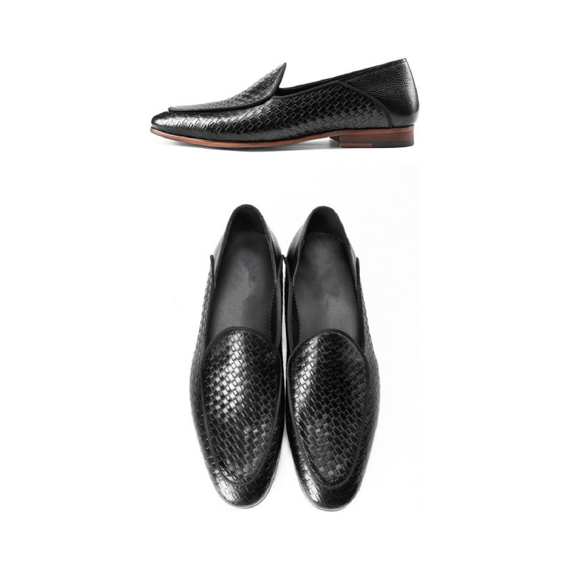 Loafers Herre Klasse Preget Skinn Formelle Slip-on Brogues - Svart