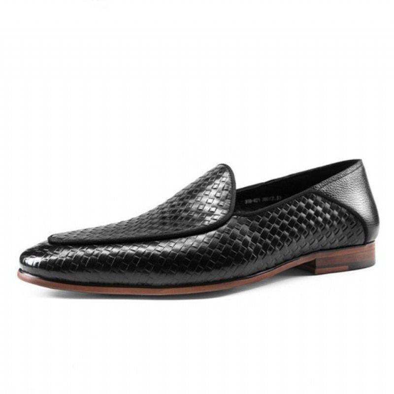 Loafers Herre Klasse Preget Skinn Formelle Slip-on Brogues - Svart