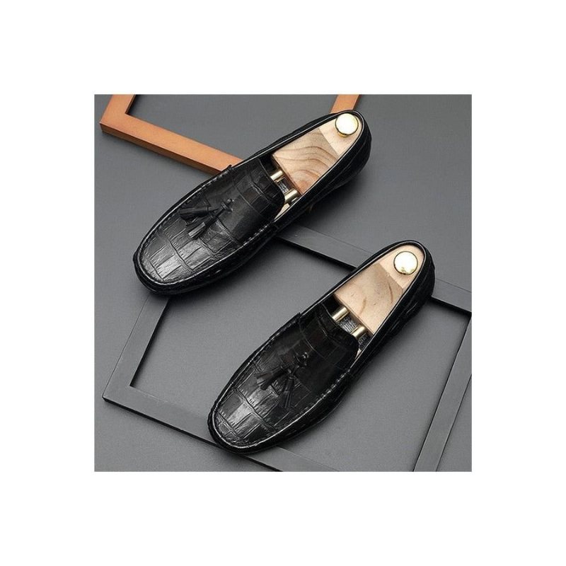 Loafers Herre Leather Derby Stilig Alligator Texture - Svart