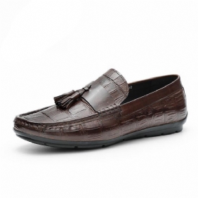 Loafers Herre Leather Derby Stilig Alligator Texture