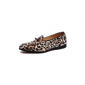 Loafers Herre Leopard Luxury Spenne Strap Designer Bryllupssko