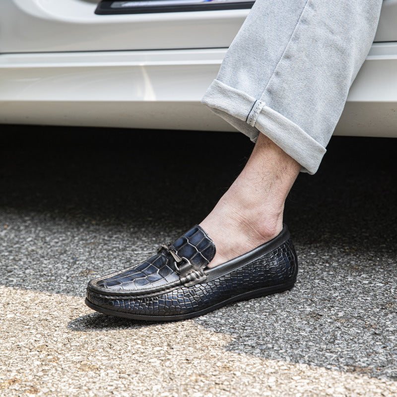 Loafers Herre Luksus Alligator Print Leather Penny - Blå