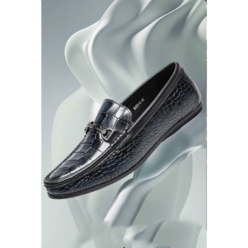 Loafers Herre Luksus Alligator Print Leather Penny - Blå