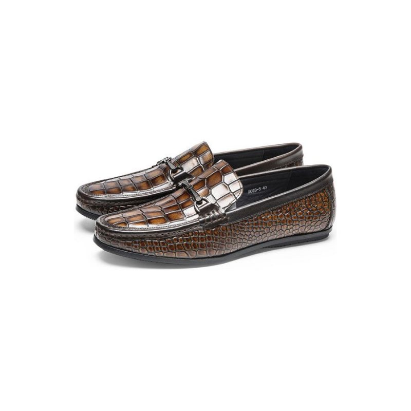 Loafers Herre Luksus Alligator Print Leather Penny - Brun