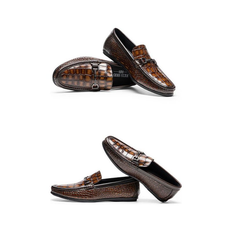 Loafers Herre Luksus Alligator Print Leather Penny - Brun