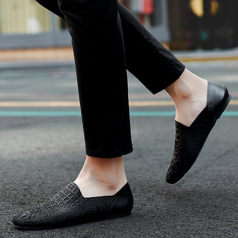 Loafers Herre Luksus Krokodilleskinn Comfort Driving - Sort