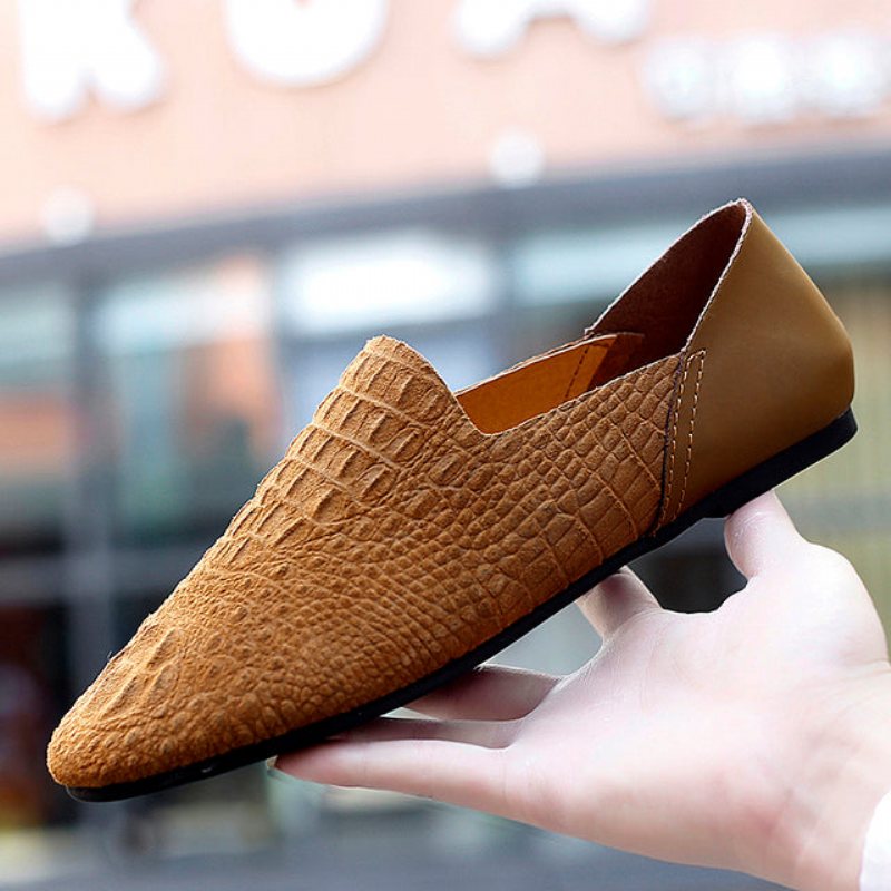 Loafers Herre Luksus Krokodilleskinn Comfort Driving - Kaffe