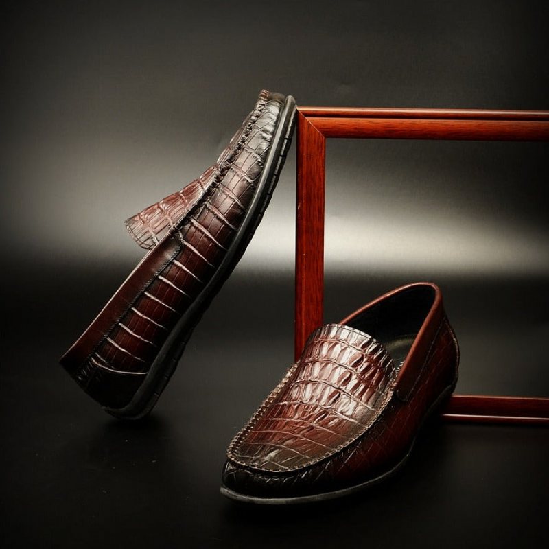 Loafers Herre Luksus Krokodilleskinn Daily Business Slip On - Rød