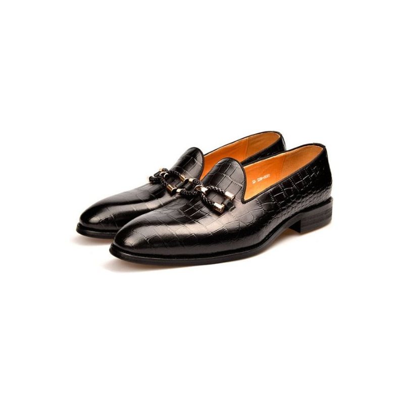 Loafers Herre Luksus Krokodilleskinn Slip On Brogue-sko - Svart