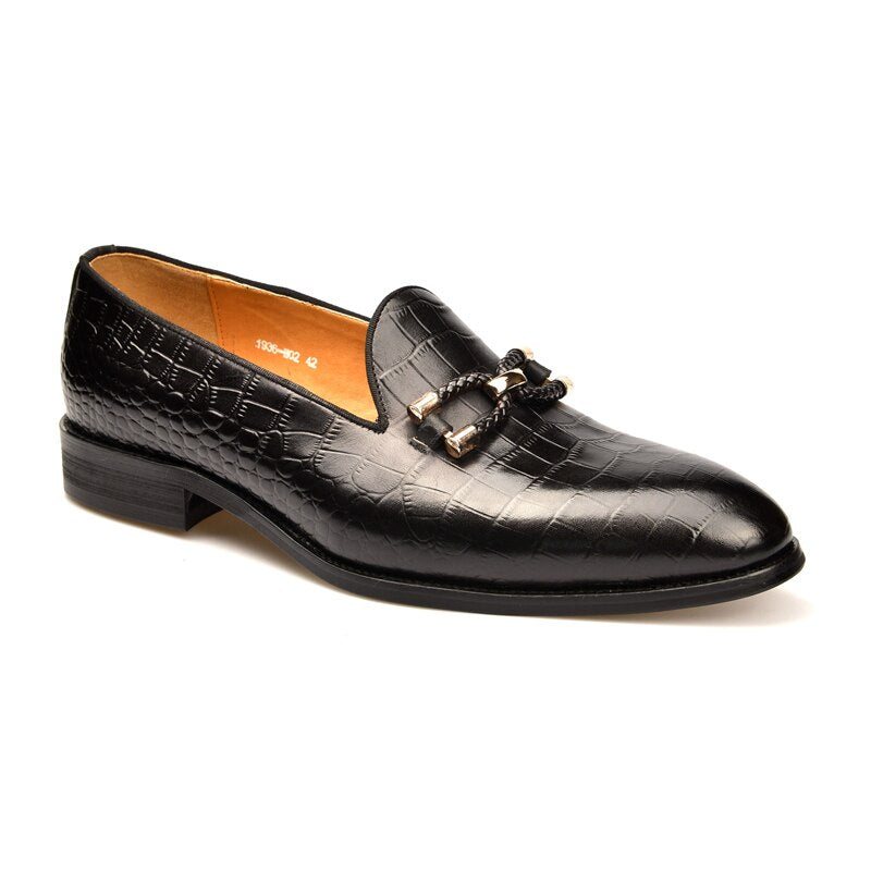 Loafers Herre Luksus Krokodilleskinn Slip On Brogue-sko - Svart