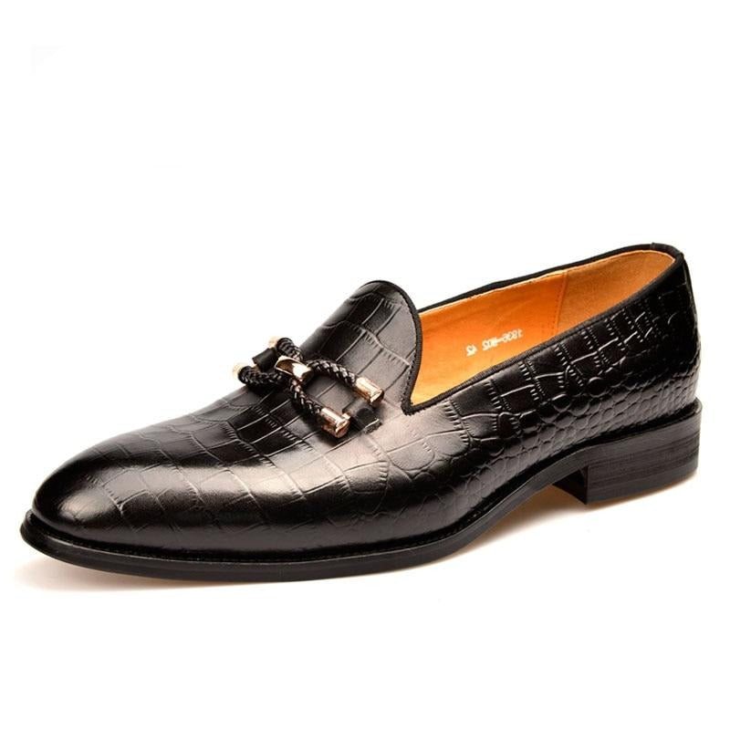 Loafers Herre Luksus Krokodilleskinn Slip On Brogue-sko - Svart