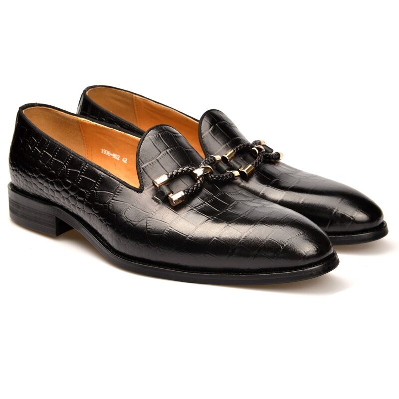 Loafers Herre Luksus Krokodilleskinn Slip On Brogue-sko - Svart