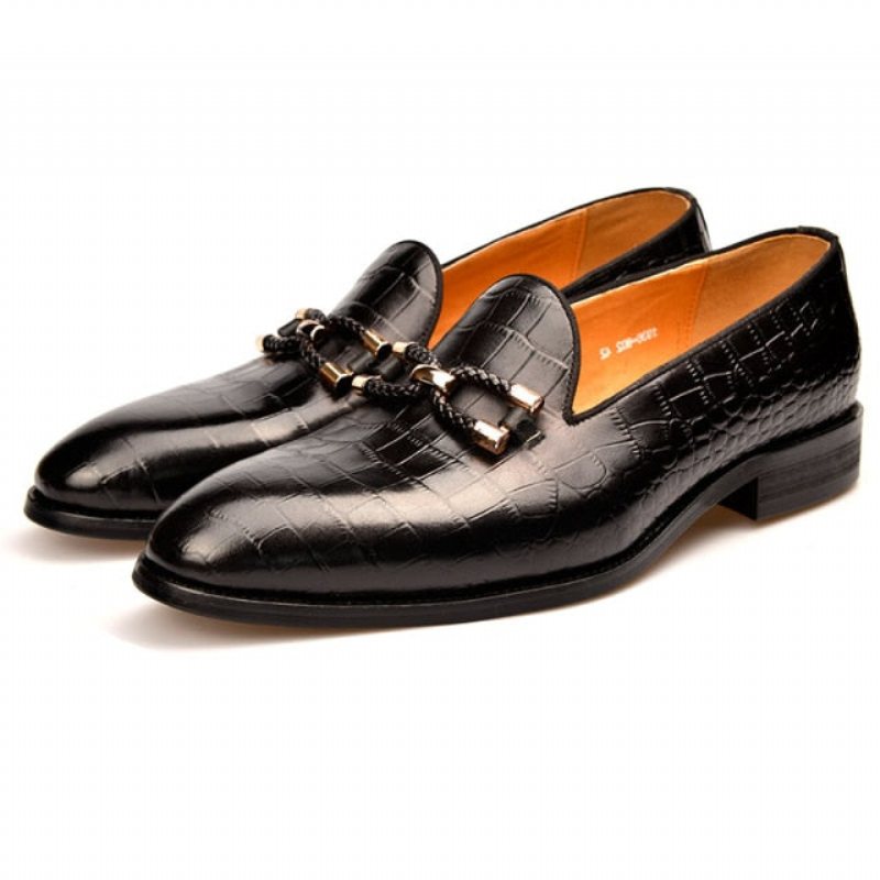 Loafers Herre Luksus Krokodilleskinn Slip On Brogue-sko - Svart