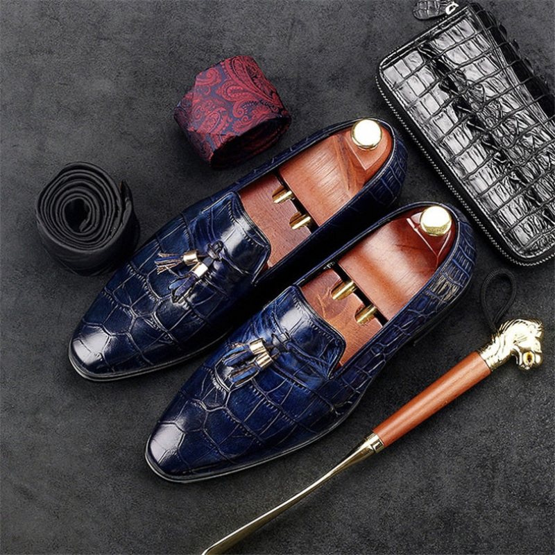 Loafers Herre Luxury Alligator Tassel Slip-on - Blå