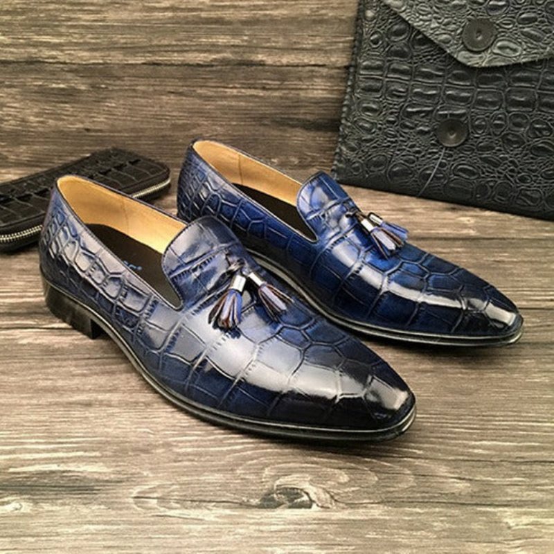 Loafers Herre Luxury Alligator Tassel Slip-on - Blå