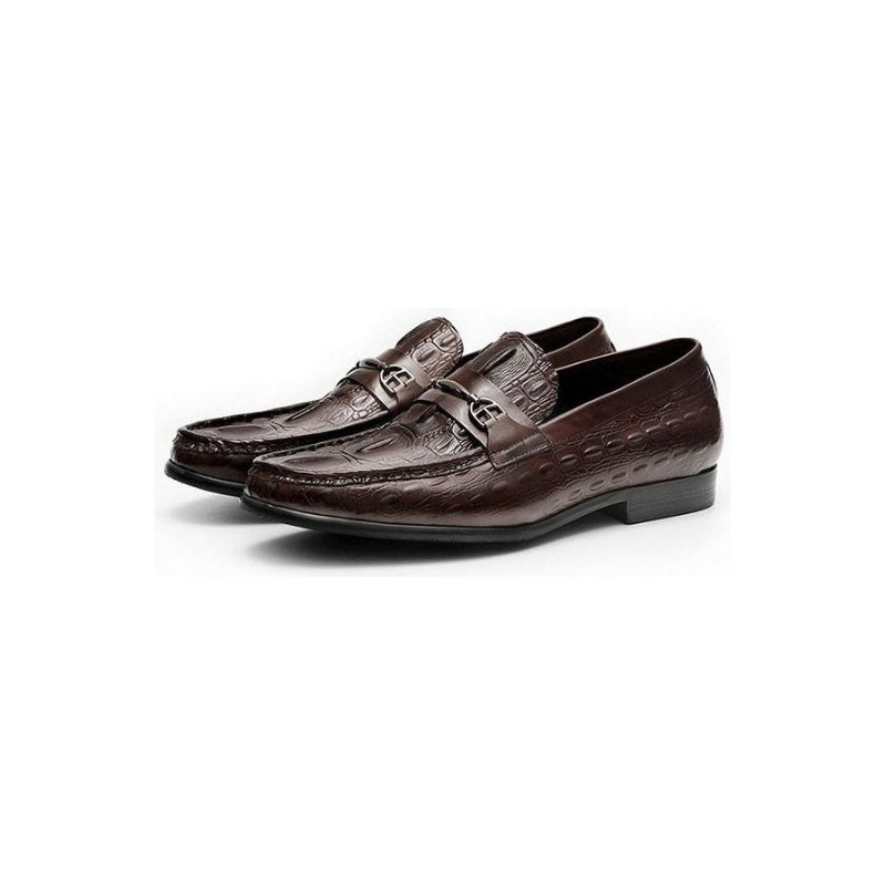 Loafers Herre Luxury Crocbreeze Leather Slip-on - Kaffe