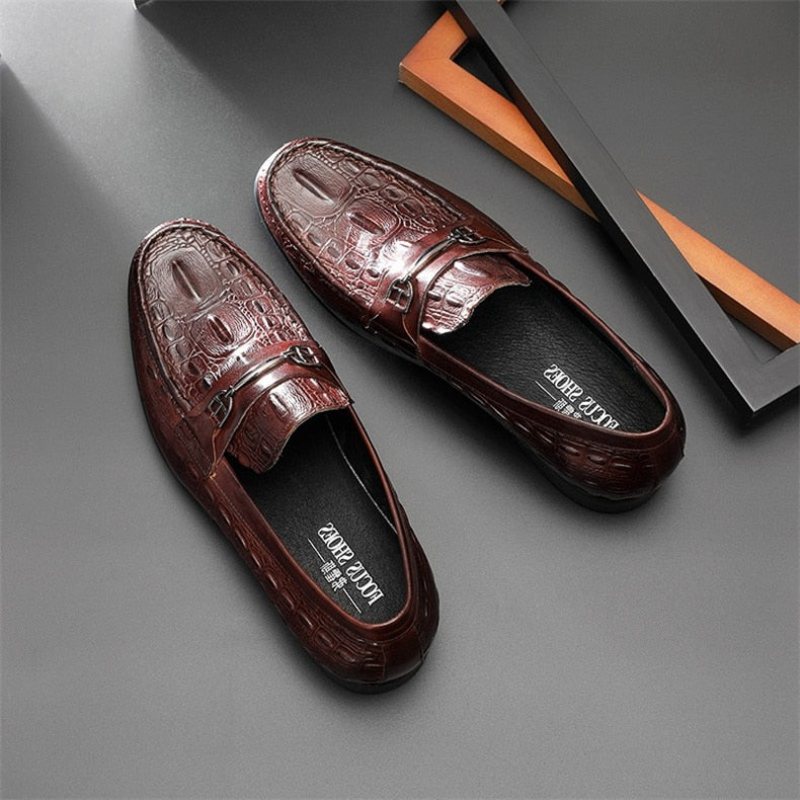 Loafers Herre Luxury Crocbreeze Leather Slip-on - Kaffe