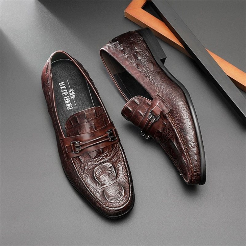 Loafers Herre Luxury Crocbreeze Leather Slip-on - Kaffe