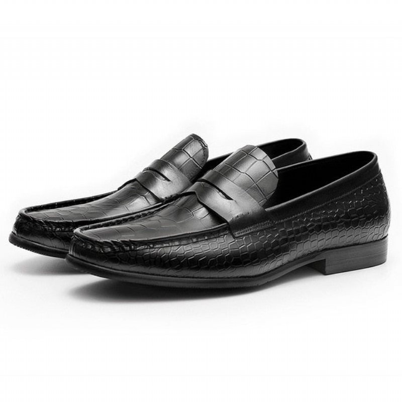 Loafers Herre Luxury Croctex Slip On Brogues - Svart